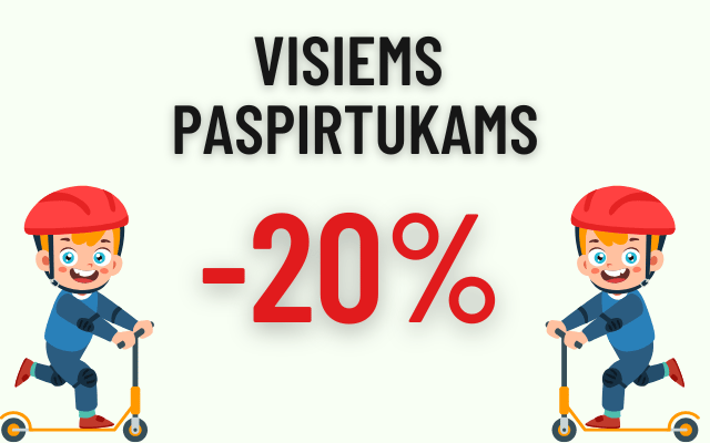 Akcija pratęsiama! Visiems paspirtukams -20% iki 2025-03-19 (imtinai)