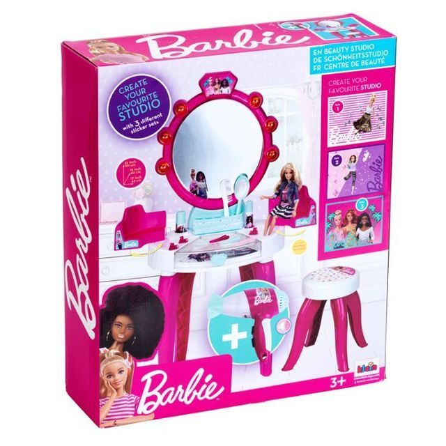 Barbie beauty table for girls with lights and sounds + hairdryer