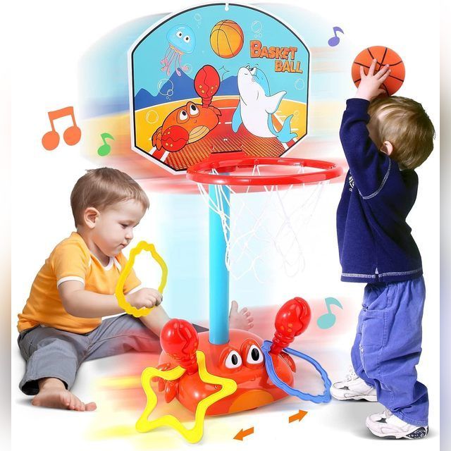 Basketball stand 2 in 1 moving crab kiddie basketball set