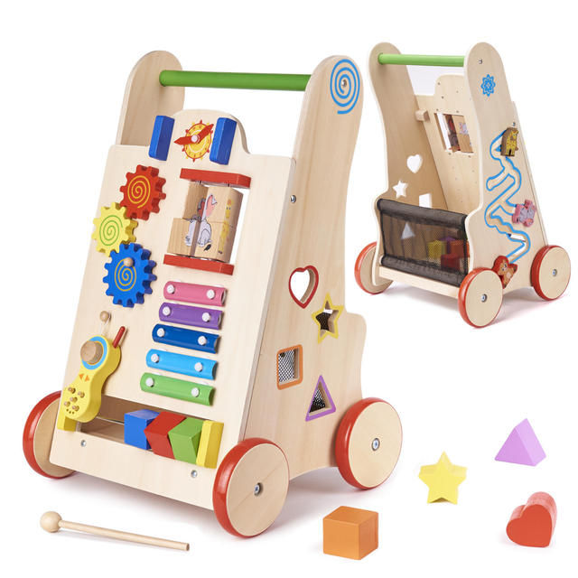 Wooden educational pusher 6 in 1