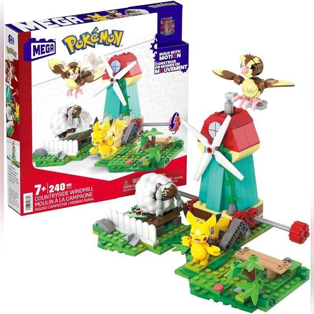 MEGA Pokemon Building Toys Set, Countryside Windmill with 240 Pieces