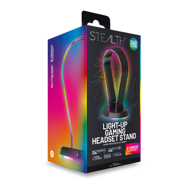 Ausiniu laikiklis su USB STEALTH Light-Up LED Gaming Headset Stand
