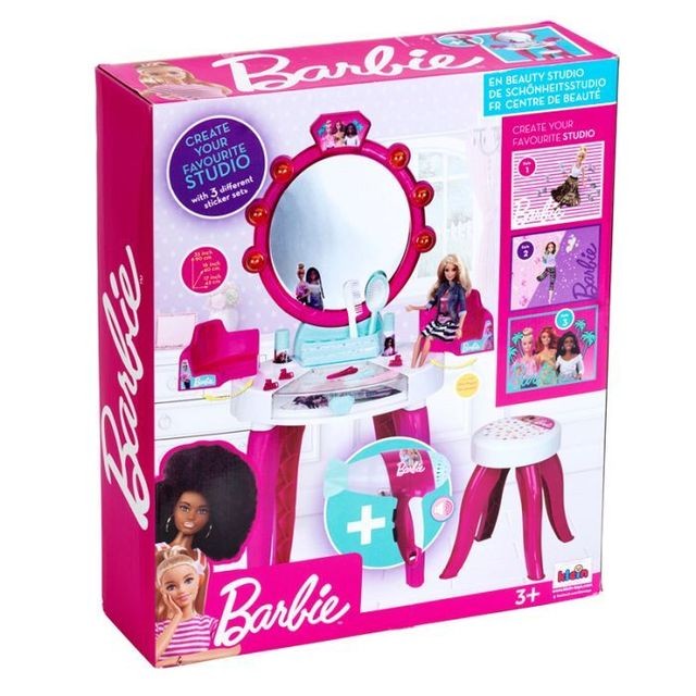 Barbie beauty table for girls with lights and sounds + hairdryer