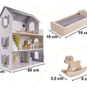 Wooden dollhouse 70cm with furniture