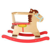 Wooden rocking horse with backrest