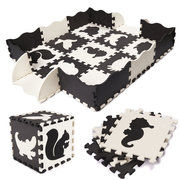 Soft mat-playpen for children black-white